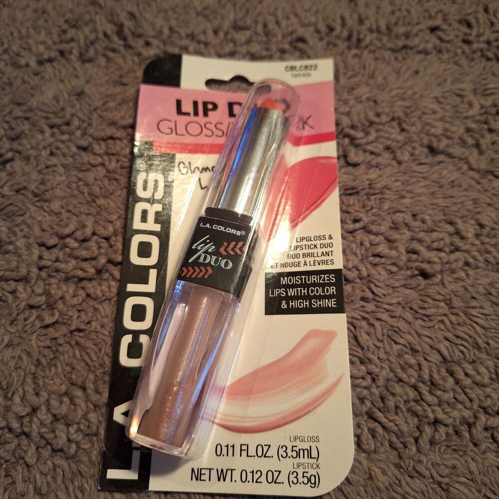 LA Colors Lip Duo Twinkle Gloss and Lipstick Pink Shimmery CBLC822 New